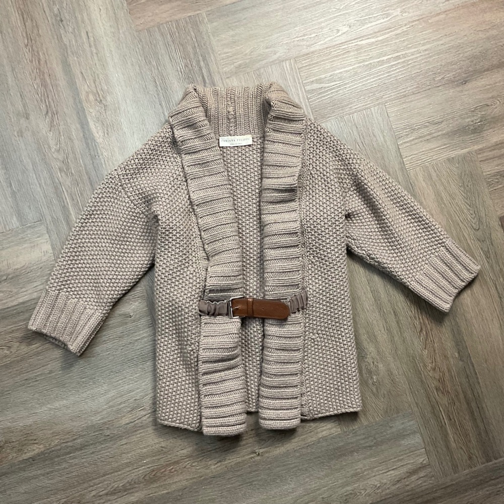 Fabiana Filippi Wool Silk Cashmere Belted Cardigan Italy Womens Small Taupe